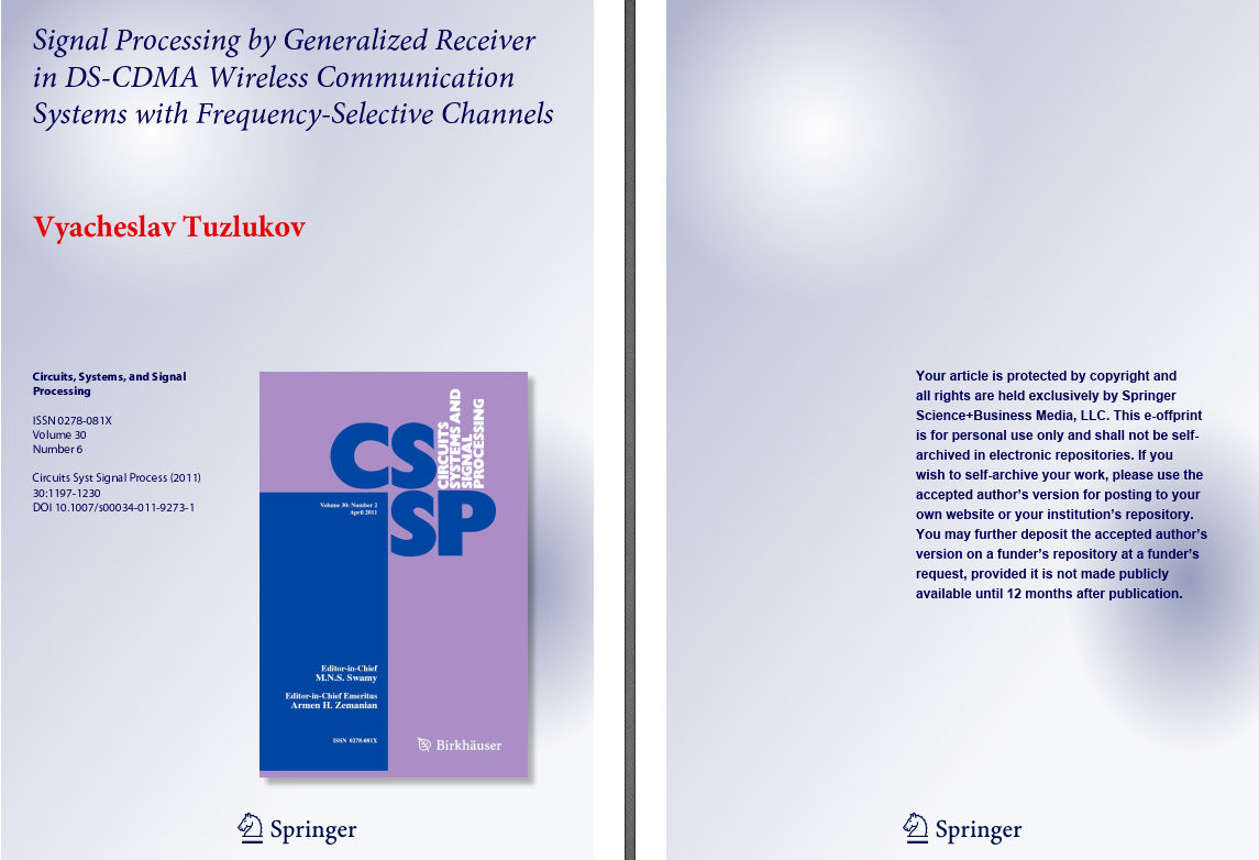 Circuits, Systems, and Signal Processing -CSSP 2011-